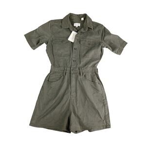 Universal Thread Romper Women 2 Green Short Sleeve Shorts Button Front NWT